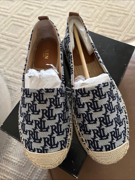 Ralph Lauren Shoes - Ralph Lauren Cameryn II Navy Monogram Espadrille Slip-Ons